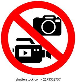 No photo or video recording allowed vector sign on white background