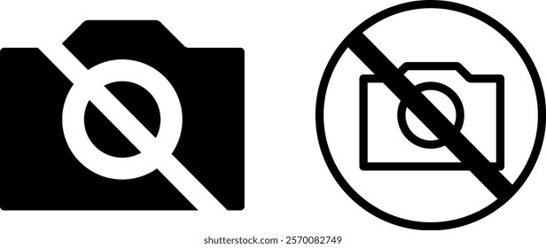 "No Photograph Vector Icon Set for Restrictions, Privacy, and Symbolic Use"