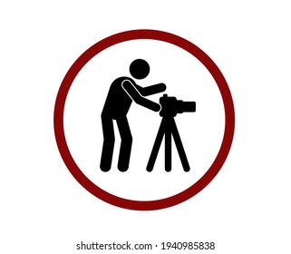 No hay icono vectorial de fotógrafo.  Trazo editable. Signo de estilo lineal para uso en diseño web y aplicaciones móviles, logotipo. Ilustración de símbolo. Gráficos vectoriales de píxeles - Vector
