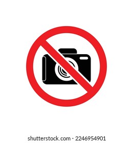 No photographing sign icon, vector illustration. Flat design style