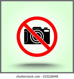 No photographing sign icon, vector illustration. Flat design style 