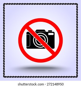 No photographing sign icon, vector illustration. Flat design style 