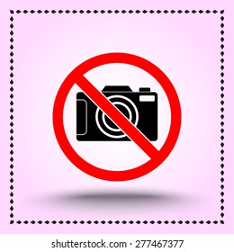 No photographing sign icon, vector illustration. Flat design style 