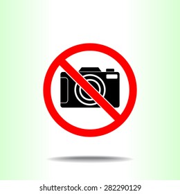 No photographing sign icon, vector illustration. Flat design style 