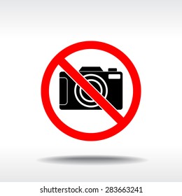 No photographing sign icon, vector illustration. Flat design style 