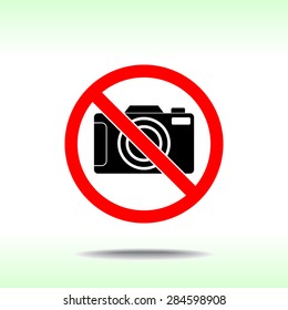 No photographing sign icon, vector illustration. Flat design style 