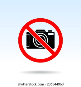 No photographing sign icon, vector illustration. Flat design style 