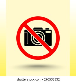 No photographing sign icon, vector illustration. Flat design style 