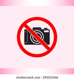 No photographing sign icon, vector illustration. Flat design style 