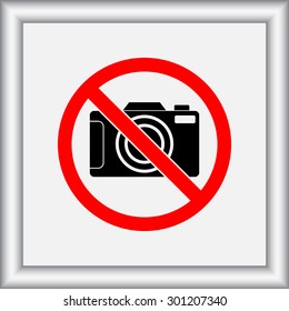 No photographing sign icon, vector illustration. Flat design style 
