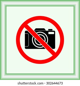 No photographing sign icon, vector illustration. Flat design style 