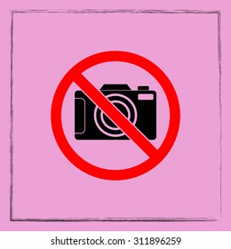 No photographing sign icon, vector illustration. Flat design style 