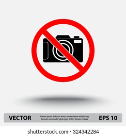 No photographing sign icon, vector illustration. Flat design style 