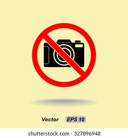 No photographing sign icon, vector illustration. Flat design style 