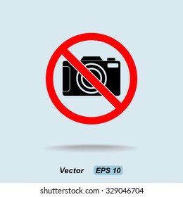 No photographing sign icon, vector illustration. Flat design style 