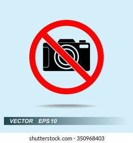 No photographing sign icon, vector illustration. Flat design style 