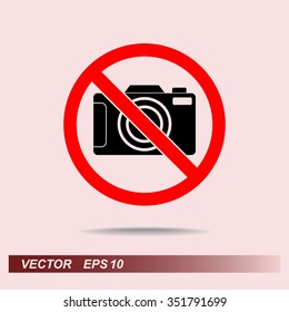 No photographing sign icon, vector illustration. Flat design style 