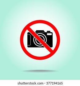 No photographing sign icon, vector illustration. Flat design style 
