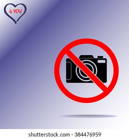No photographing sign icon, vector illustration. Flat design style 