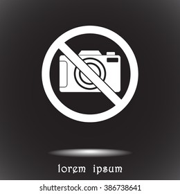 No photographing sign icon, vector illustration. Flat design style 