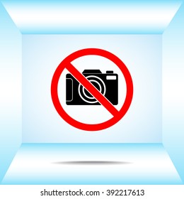 No photographing sign icon, vector illustration. Flat design style 