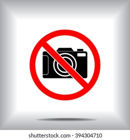No photographing sign icon, vector illustration. Flat design style 