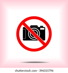 No photographing sign icon, vector illustration. Flat design style 