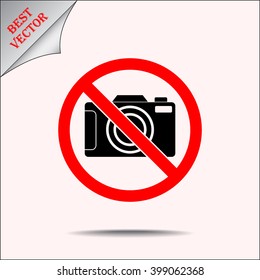 No photographing sign icon, vector illustration. Flat design style 