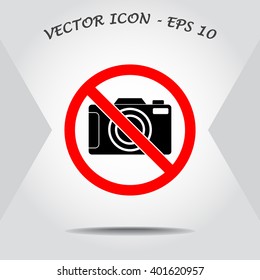 No photographing sign icon, vector illustration. Flat design style 