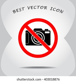 No photographing sign icon, vector illustration. Flat design style 