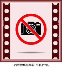 No photographing sign icon, vector illustration. Flat design style 