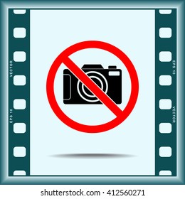 No photographing sign icon, vector illustration. Flat design style 