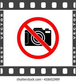 No photographing sign icon, vector illustration. Flat design style 