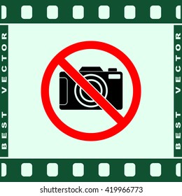 No photographing sign icon, vector illustration. Flat design style 