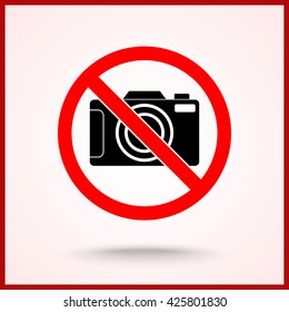 No photographing sign icon, vector illustration. Flat design style 