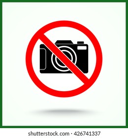 No photographing sign icon, vector illustration. Flat design style 
