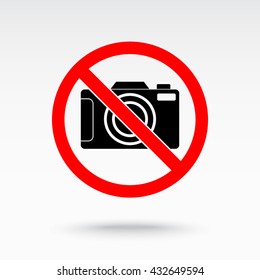 No photographing sign icon, vector illustration. Flat design style 