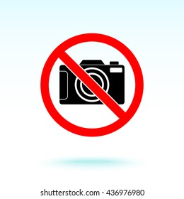 No photographing sign icon, vector illustration. Flat design style 