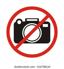 No photographing sign icon, vector illustration. Flat design style