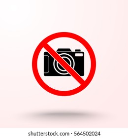 No photographing sign icon, vector illustration. Flat design style 