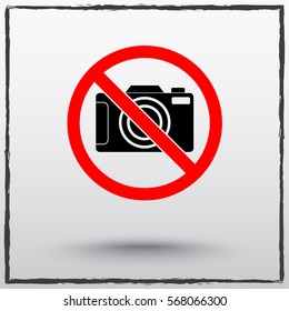 No photographing sign icon, vector illustration. Flat design style 