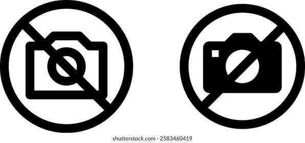 No Photography Allowed – Prohibited Icon Vector Symbol Set