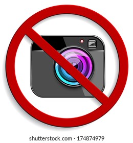 No photography allowed sign, vector 