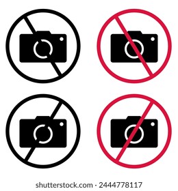 No photography area sign clip art sticker icon set