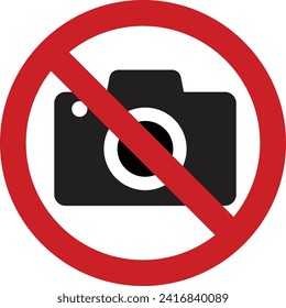 No photography, No camera and mobile
phone sign, Prohibition symbol sticker for
area places, Isolated on white background,
Flat design vector illustration. Prohibition
no camera icon. Stiker,printable