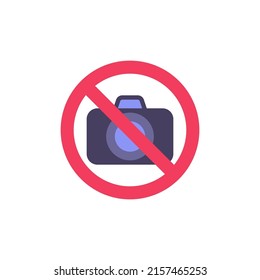 No photography flat icon, No Camera vector sign, colorful pictogram isolated on white. Symbol, logo illustration. Flat style design