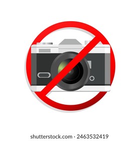 No photography icon. Prohibition sign on a white background. Vector illustration