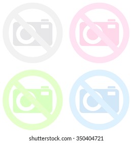 No photography icon, prohibition sign, isolated on white background, vector illustration.