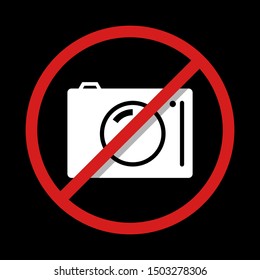 No photography sign. Camera prohibited symbol. Flat style. 
