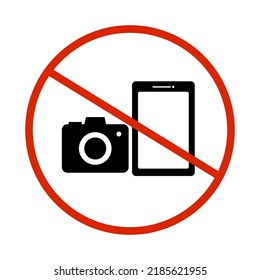 No photography sign. No camera or smart phone allowed. Vector.